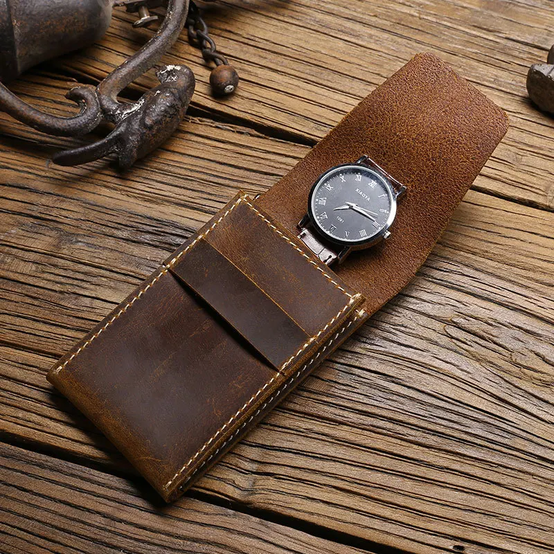 Leather Watch Bag With Convenient Flip Cover Simple Watch Storage Bag Single Piece Watch Leather Case To Prevent Scratches