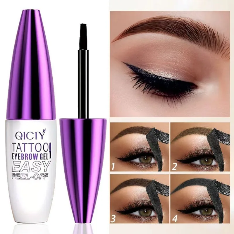 Waterproof Peel-off Eyebrow Tattoo Tint Gel Lasting Film Forming Black Eyebrow Dye Cream Semi-permanent Natural Eyebrow Makeup