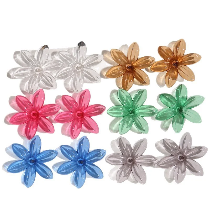 

Summer style 50pcs/lot 30mm color print geometry flowers shape acrylic beads diy jewelry garment hair accessory