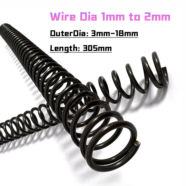 1pcs/lot Compression Spring Pressure Springs 65 Mn Manganese Steel Wire Dia 1.2/1.4/1.5/1.6/1.8/2mm OD 8mm to 22mm Length 305mm