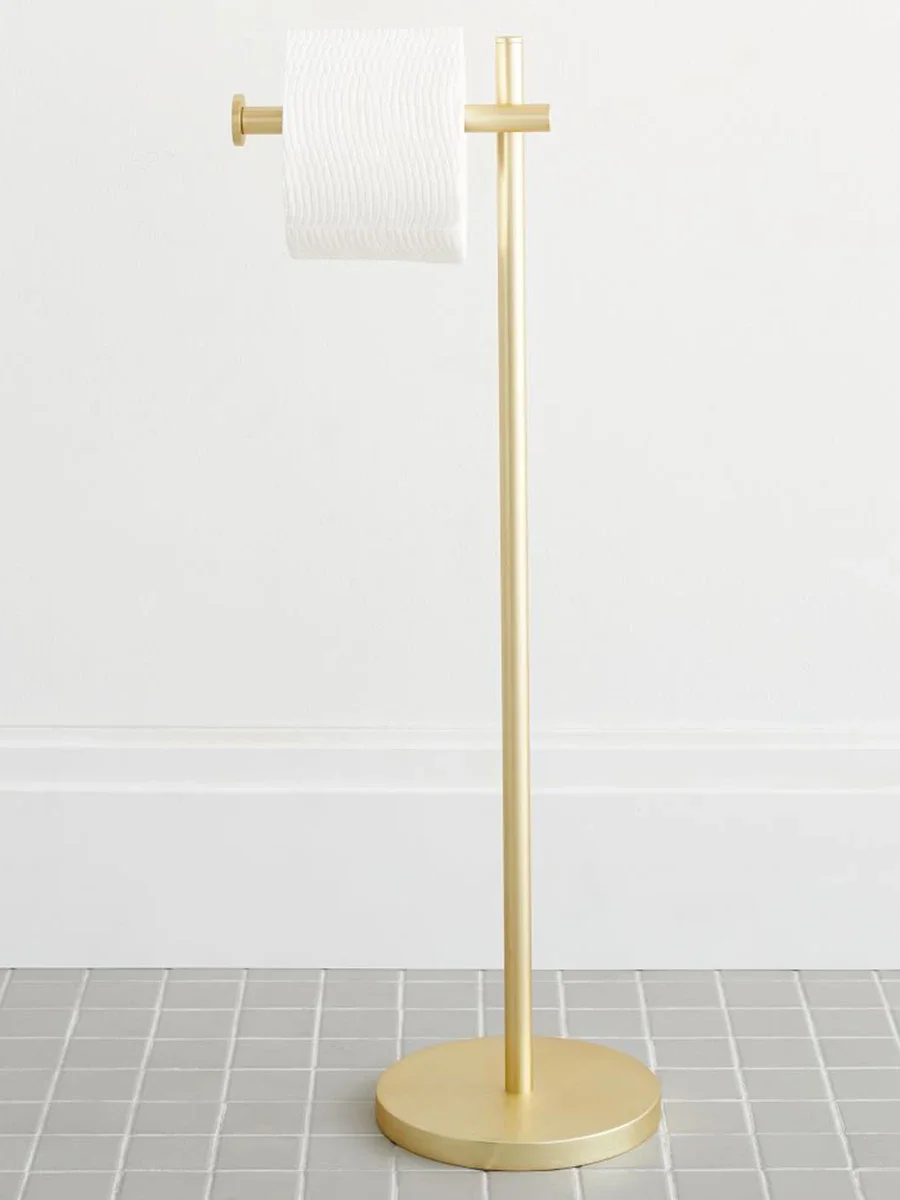 

Modern Nordic household light luxury all-copper vertical mobile paper towel holder toilet non-punching roll paper