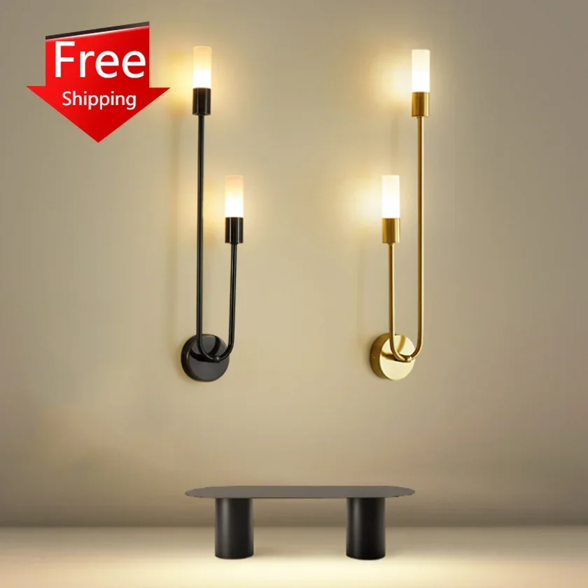 Modern Led Wall Lamps for Bedroom Bedside Living Room Hallway Background Decoration Lights Bathroom Corridor Chrome Black Nordic