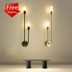 Modern Led Wall Lamps for Bedroom Bedside Living Room Hallway Background Decoration Lights Bathroom Corridor Chrome Black Nordic