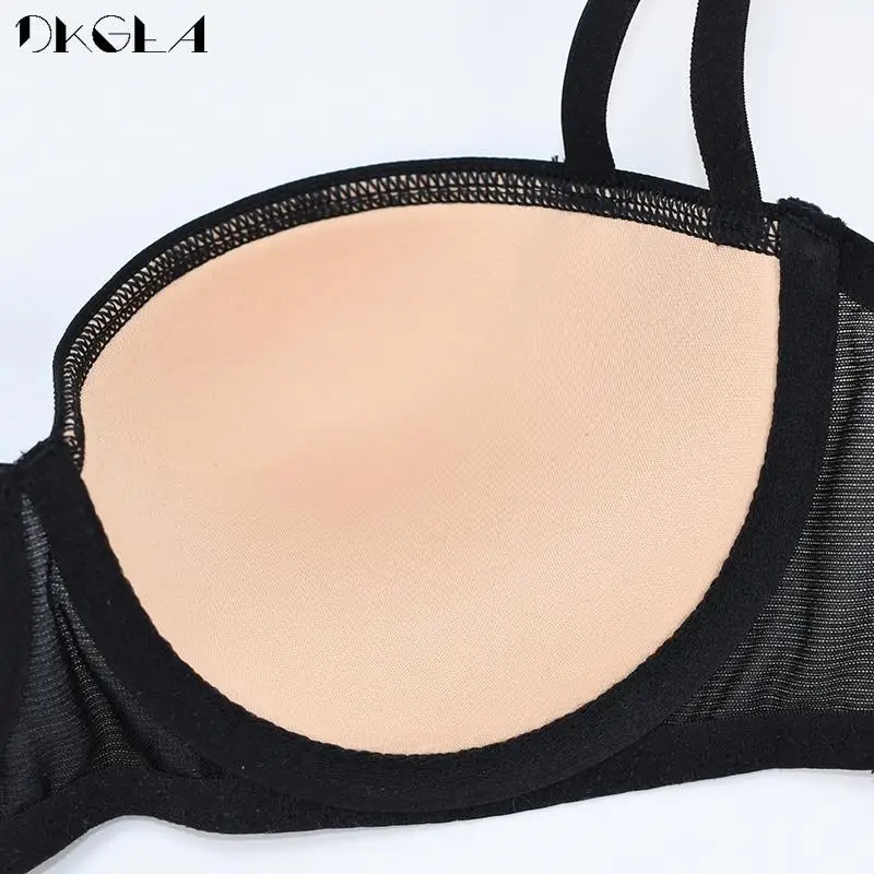 Bandage Push Up Bra Sets 1/2 Cup Brassiere Sexy Fashion Black Thick Deep V Gather Underwear Set Women Lingerie Lace Embroidery