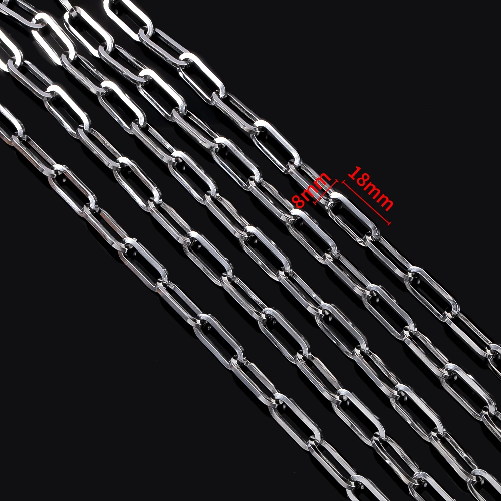 1M Stainless Steel Flat Square Frame Link Chains for DIY Jewelry Making