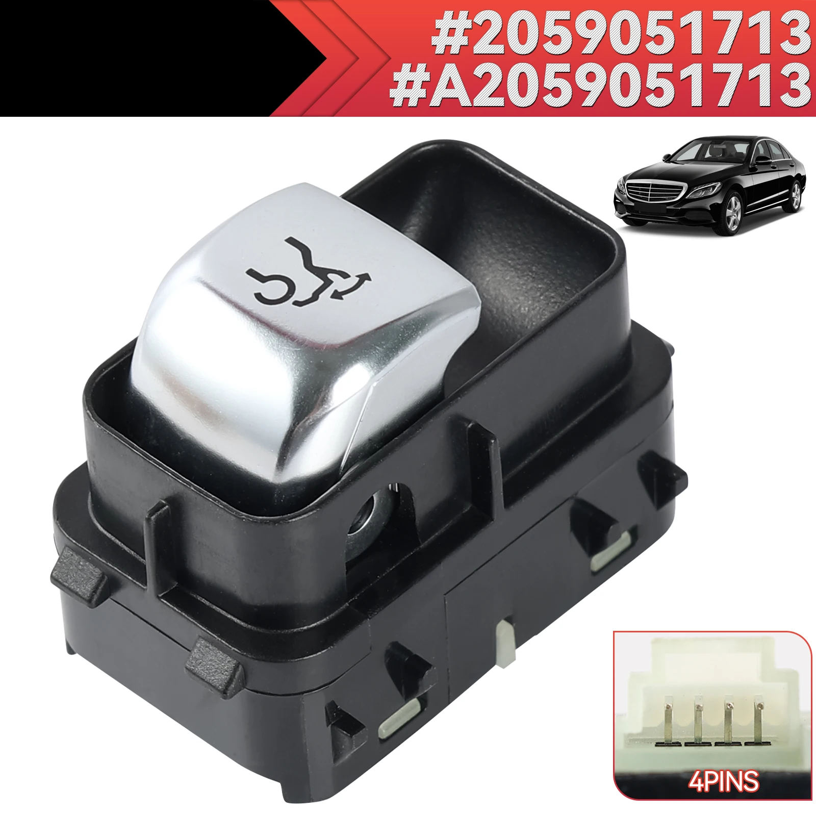 Tailgate Trunk Release Switch A2059051713 For Mercedes W205 S205 C205 W253 C253 X253 W213 W222 2015-2021