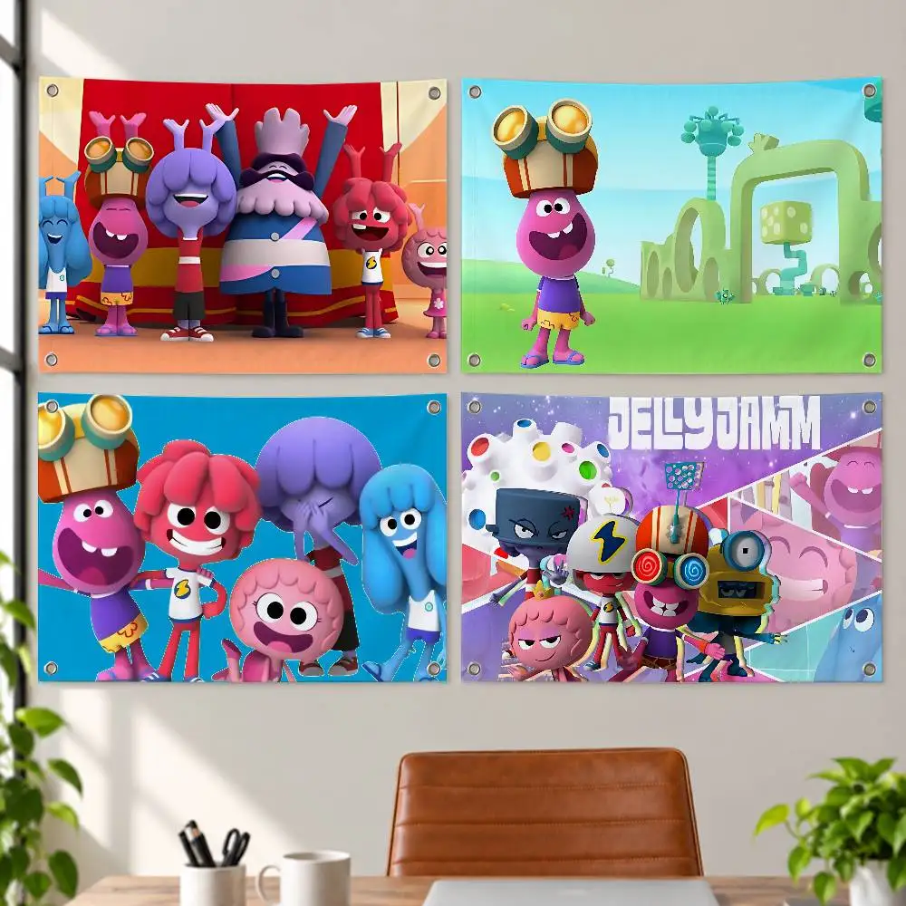 Animated Series Jelly Jamm Aesthetic Wall Tapestry Flag Printed Wall Hanging Living Room Party Outdoor Decor