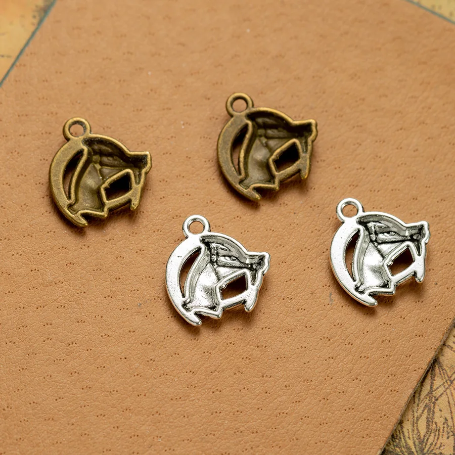 20Pcs/Lot 18x16mm Lucky Horse Shoe Horse Head Charms Antique Bronze Silver Color Pendant For Jewelry Making DIY