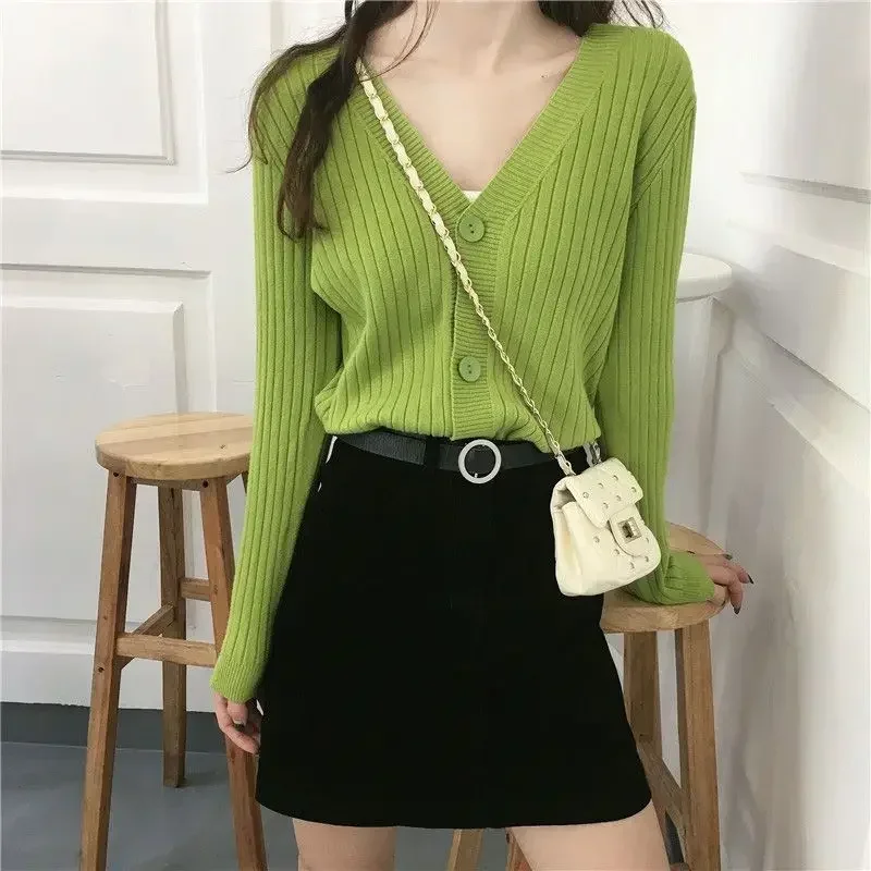 Knitted Sweater Woman Jacket Korean Style Cardigan for Women Spring Autumn Outerwear Novelties in Attractive Fashion 2024 Light