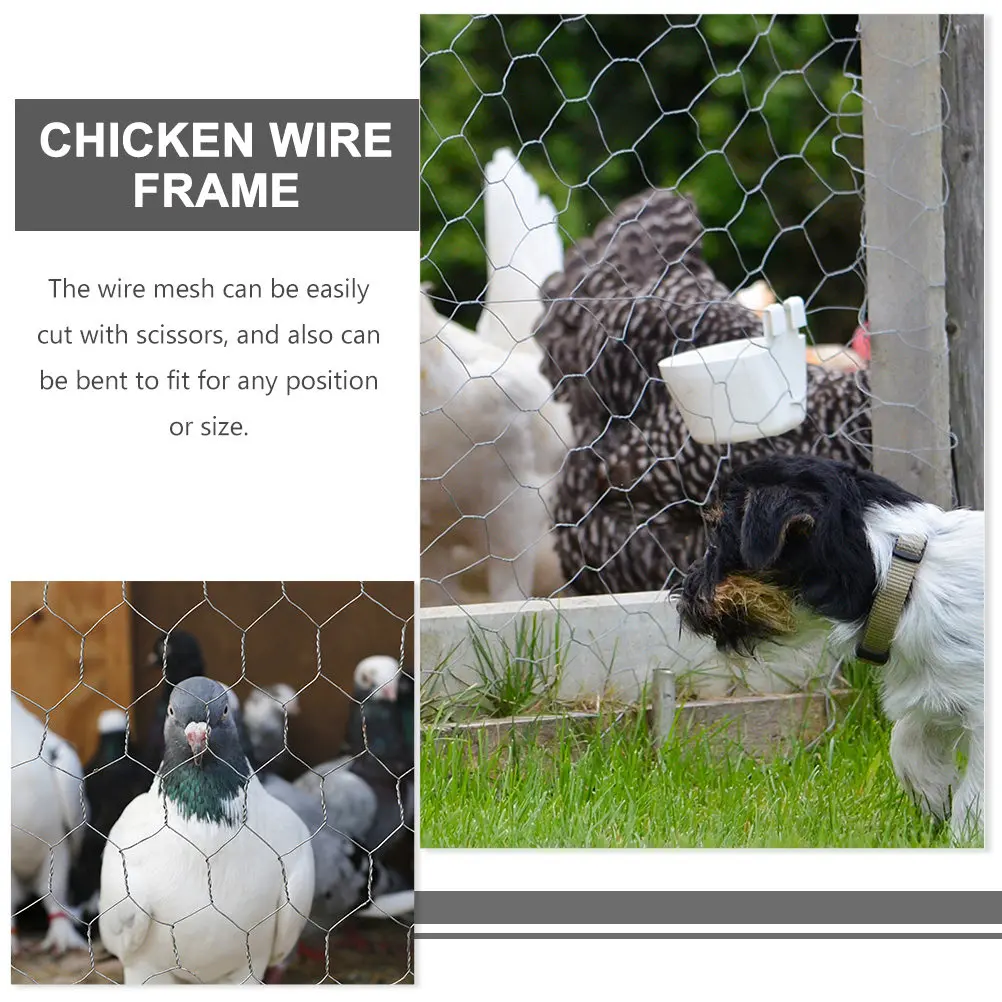 Chicken Wire Mesh Netting 2pcs Hexagonal Galvanized Steel Fence for Garden, Poultry, Rabbit, Livestock & Crafts