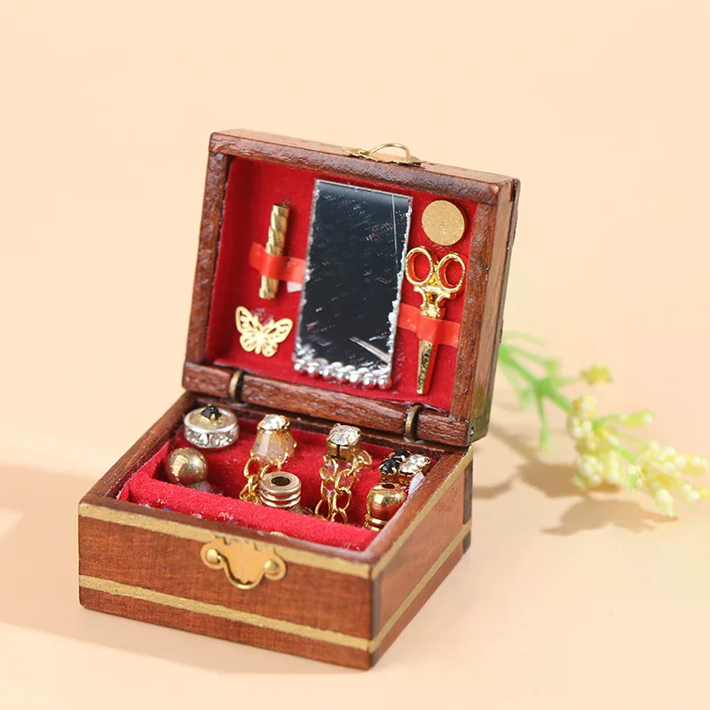 1pc Model Dollhouse Miniatures Mini Jewelry Box Children Diy Doll Perfect Gift For Kids Safe For Children Fun Play Toy