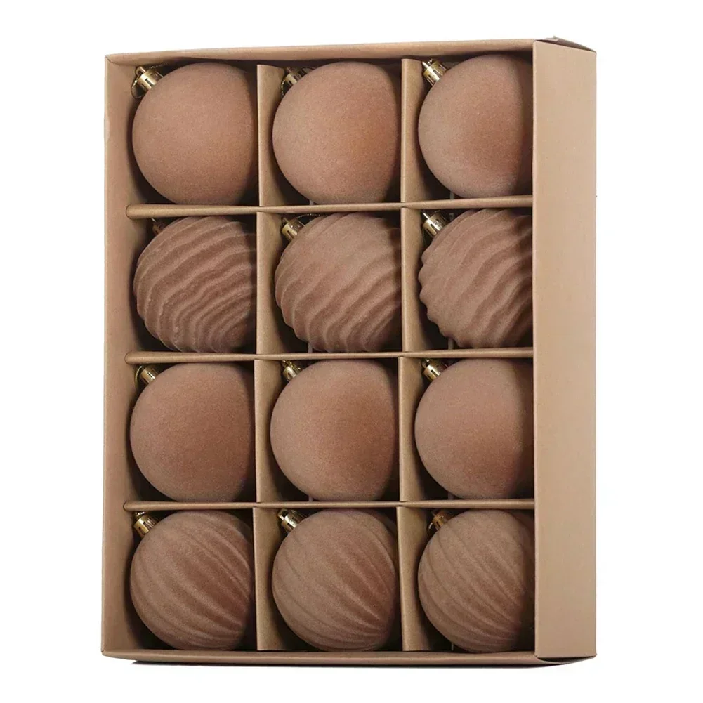 

12 шт. флокированные украшения для рождественских шаров, предназначенные для креативных украшений елок и сезонных дисплеев