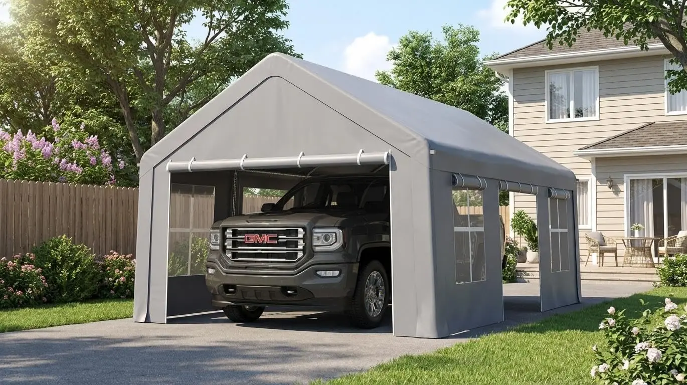 Heavy Duty Carport with Ventilated Windows Removable Sidewalls Waterproof UV Protected All-Season Tent 13x20FT, Customized