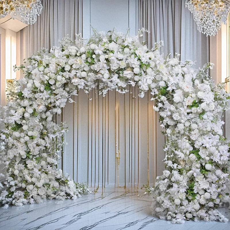 

240CM Artificial Embroidered Ball Flower U-shaped Arch Wedding Corner Decoration Arch Exhibition Hall Reception Desk Layout