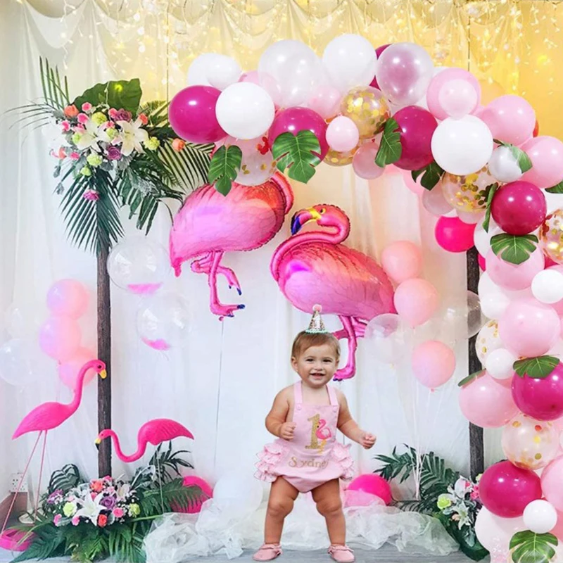 Tropical Hawaiian Balloon Garland Arch Kit Kid Birthday Party Decoration Flamingo Summer Hawaii Party Supplies Baby Shower Decor