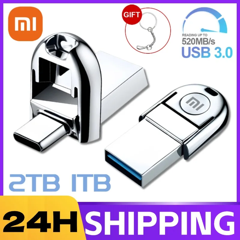 Xiaomi Original 2TB USB 3.0 Metal Flash Drives High Speed Pendrive Usb Drive Portable SSD Memoria Usb Flash Disk TYPE-C Adapter