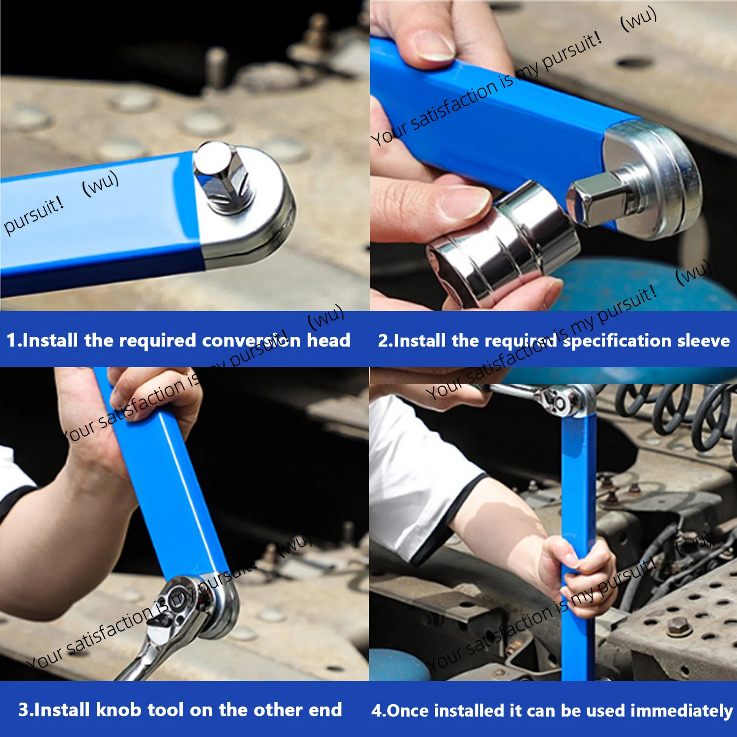 15-Inch extension wrench 3/8-inch offset impact socket wrench, multi-function square head drive adaptation