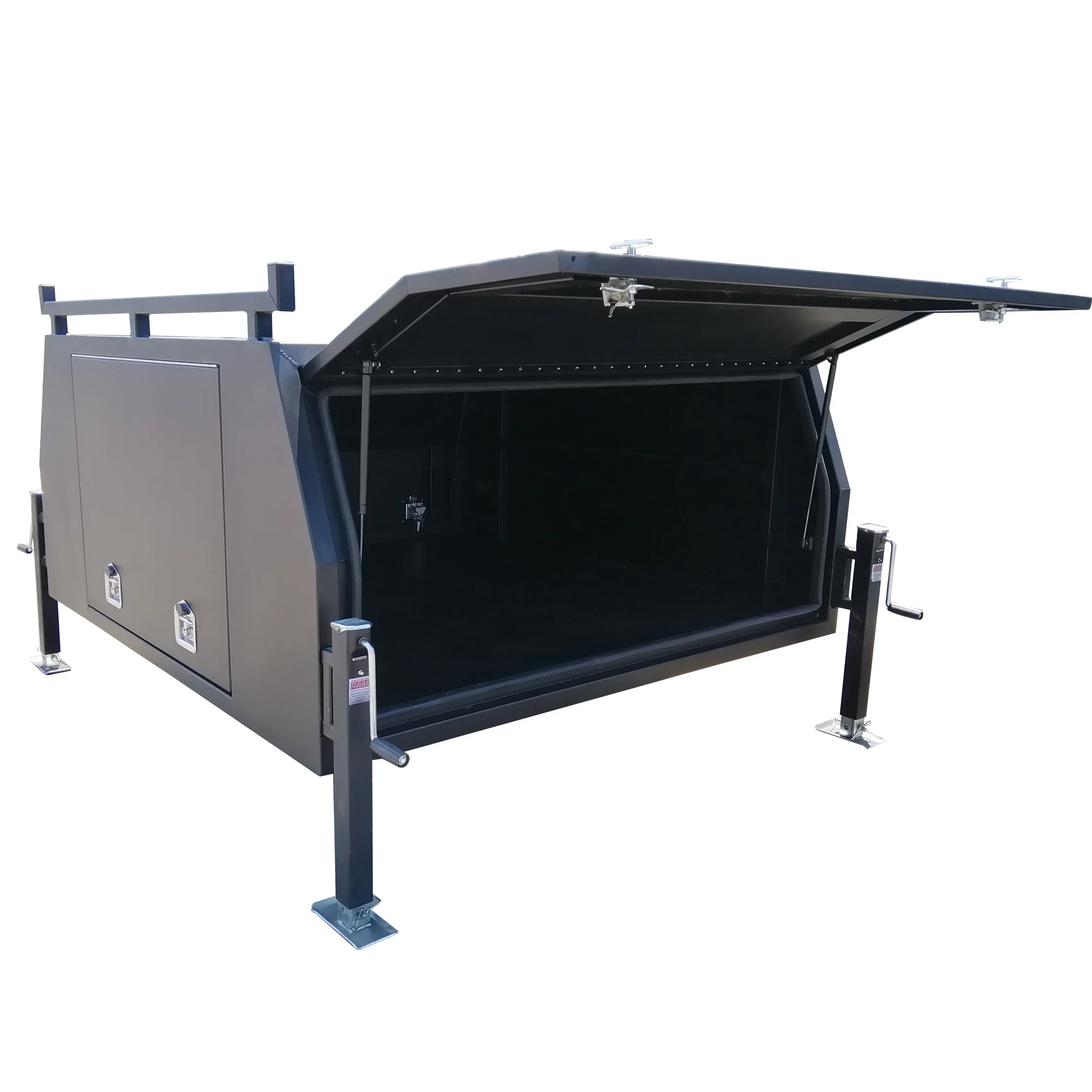 Black Power Coating Waterproof Aluminum UTE Double Door Truck Canopy With Jacks Off