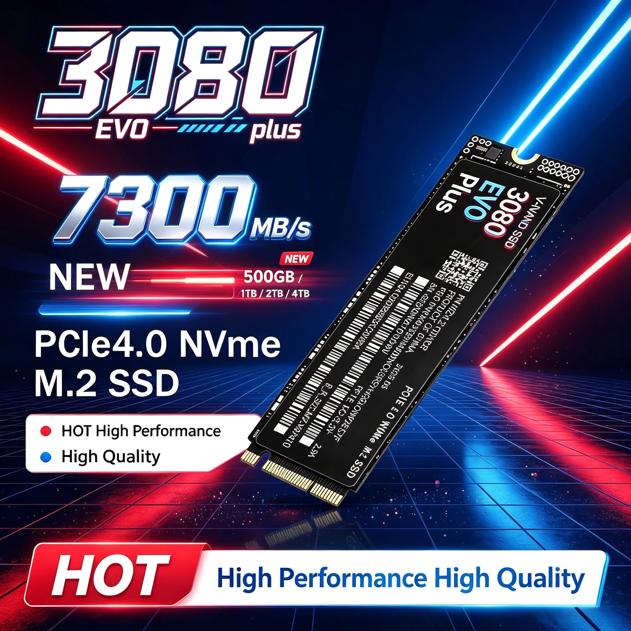 3080 EVO Plus NVMe M.2 2280 SSD PCIe 4.0 X4 500GB 1TB 2TB 4TB 7300MBs TLC 3D NAND for PS5 gaming PC desktop low power