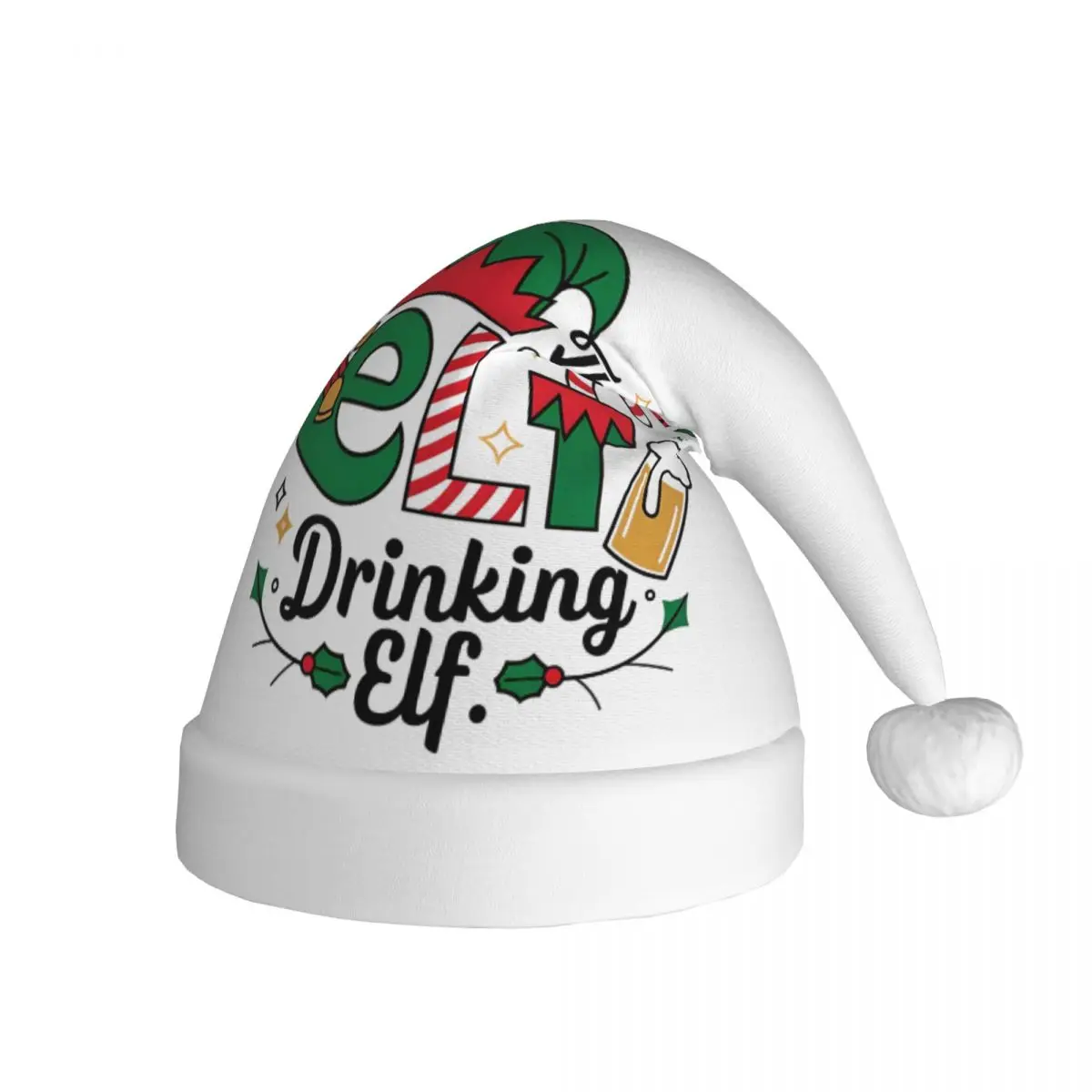 I'm The Beer Drinking Elf Christmas Anime Cartoon Christmas Hat for Adult Men Women Santa Hat Cap Christmas Party Decor Gift