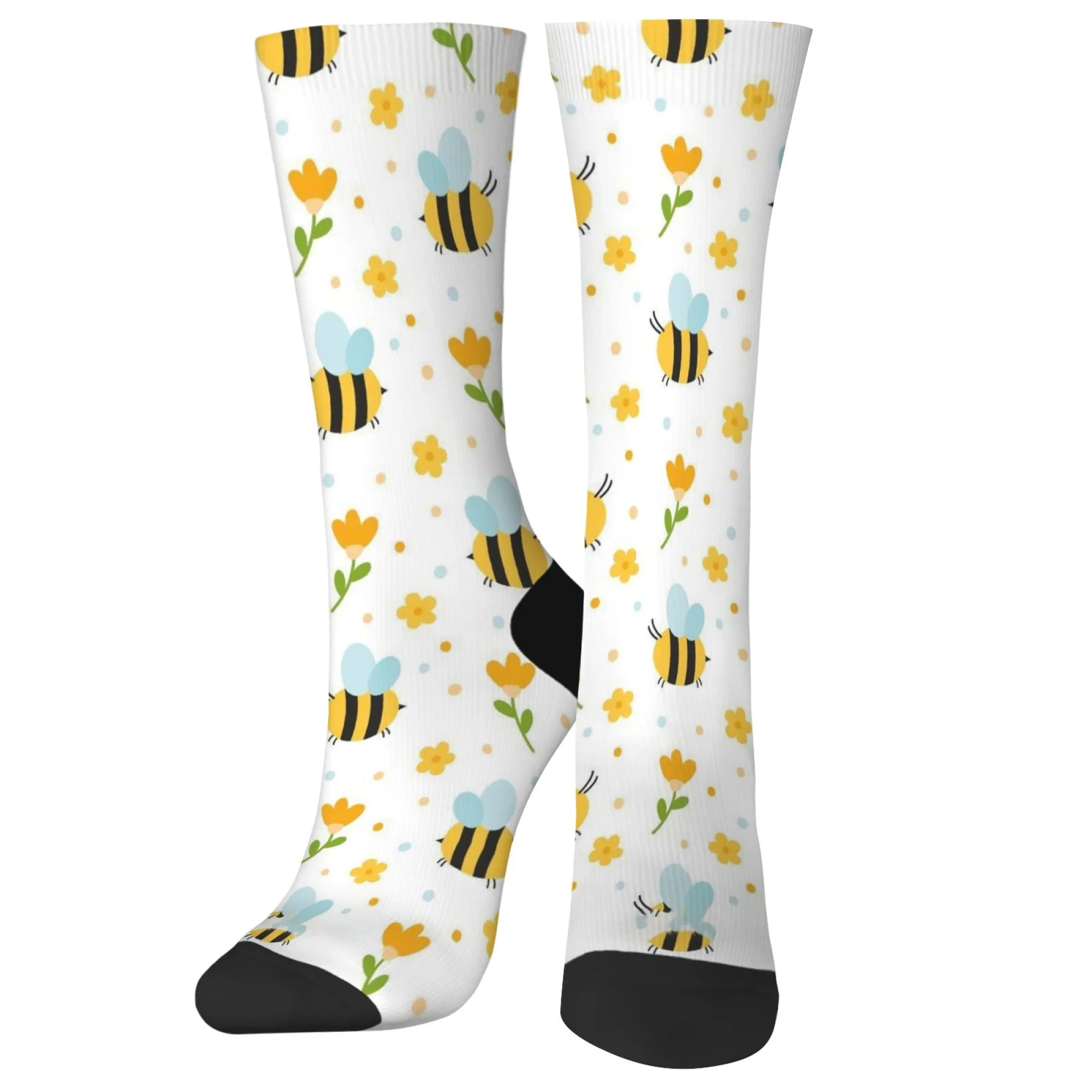 

Cartoon pattern of bee flowers socks warm breathable non-slip women's socks novelty fun cute fashion socks casual party gifts