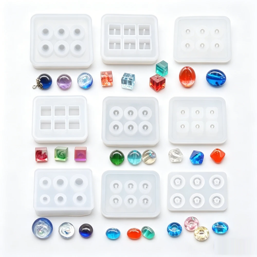 

6-Compartment Silicone Jewelry Mold for Beads 9mm/12mm/16mm Cube Ball Epoxy Resin DIY Handmade Crafting Material