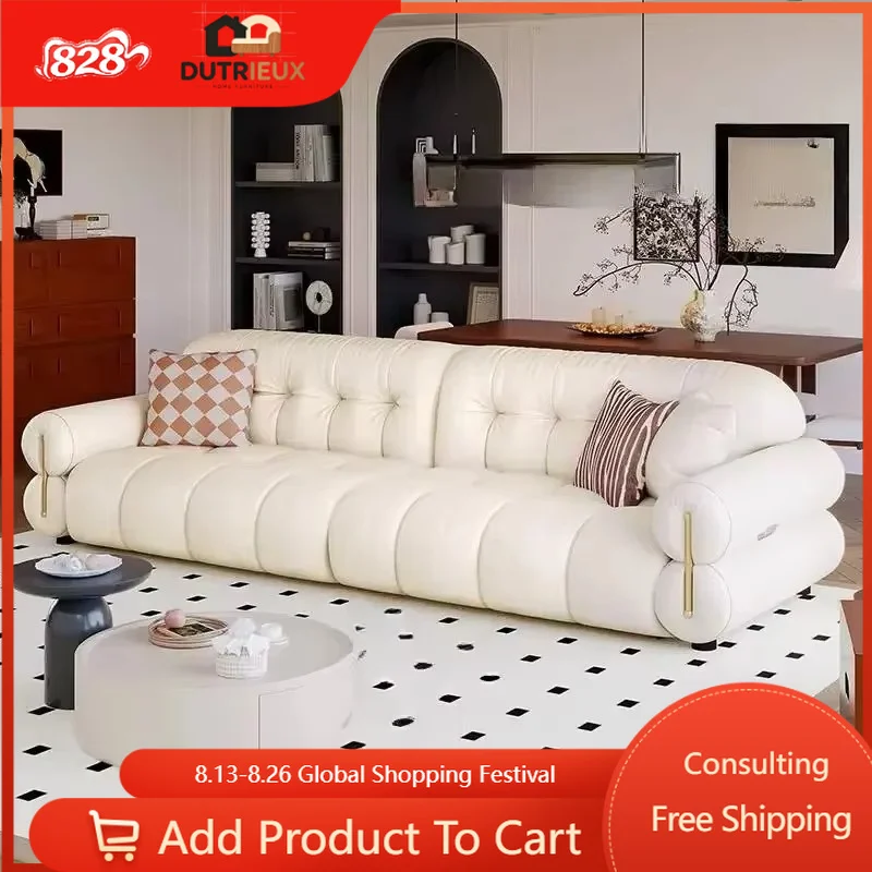 Beige 2-Sitzer Elektrisches Sofa aus Leder-Mikrofaser für Apartments, Übergroßes Modernes Relaxsofa, Divano Tecnologico Möbel