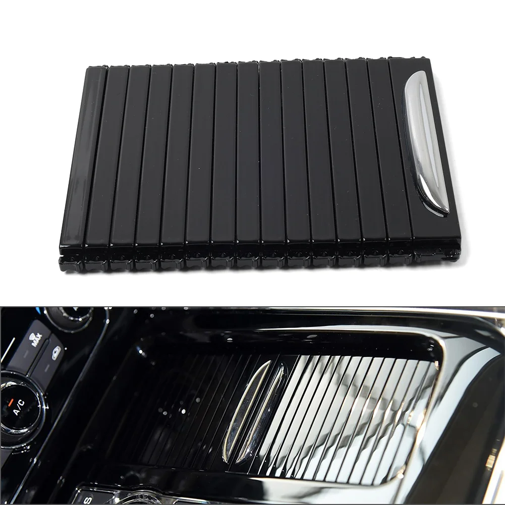 1Pcs C2D60258 Car Center Console Cup Holder Roller Blind Glossy Black For Jaguar XJ XJR XJR575 2010 -2019