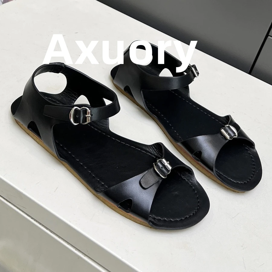 

2024 New Women's Sandals Casual Sandals Leather upper Solid Color Versatile Comfort Simplicity Rubber Sole