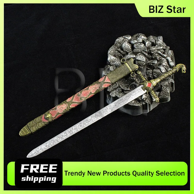 30cm/11.81in Power Game Periphery Oath Sword z metalową osłoną Model broni Nóż samurajski Kolekcja ozdób na biurko Zabawka