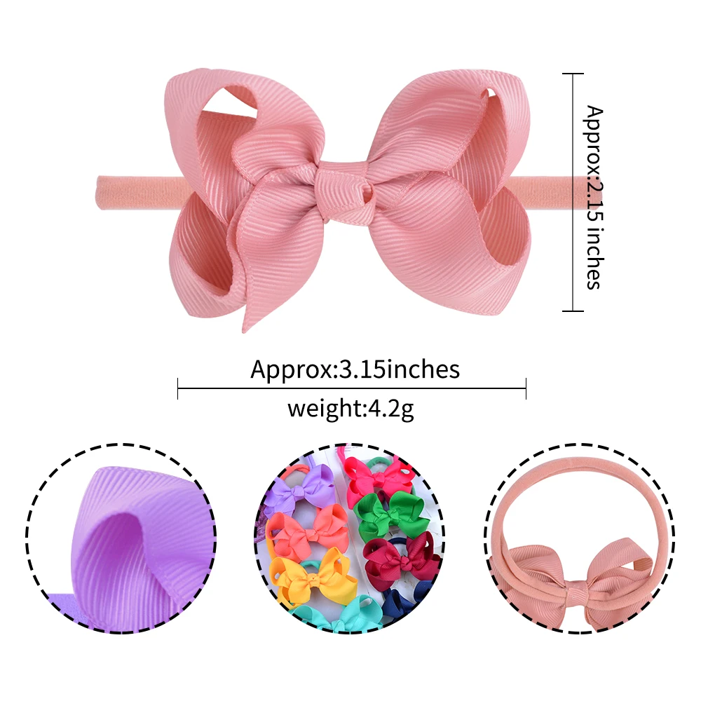 3.15 Inches Bowknots Solid Baby Headband Grosgrain Ribbon Elastic Hair Bands For Girls Handmade Headwear Kids Hair Accessories