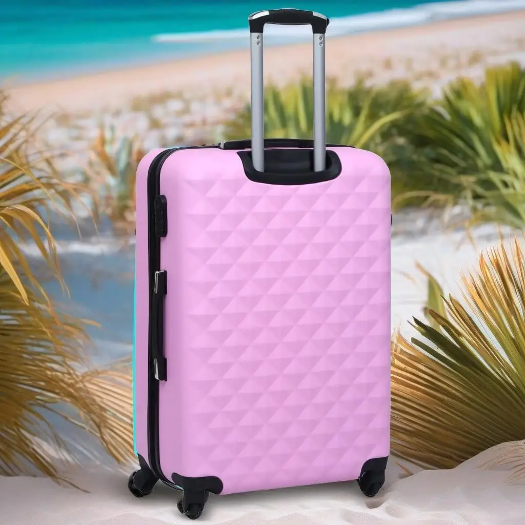 Durable Pink ABS Hardcase Trolley Luggage - Lightweight Travel Suitcase