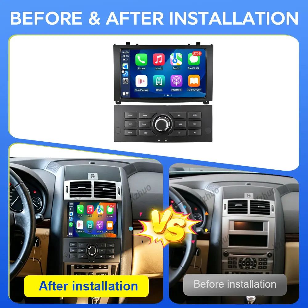 8 inch For Peugeot 407 2004-2010 Car Radio DSP Stereo Intelligent  System Wireless CarPlay  WiFi Touch Screen  Accessories QLED