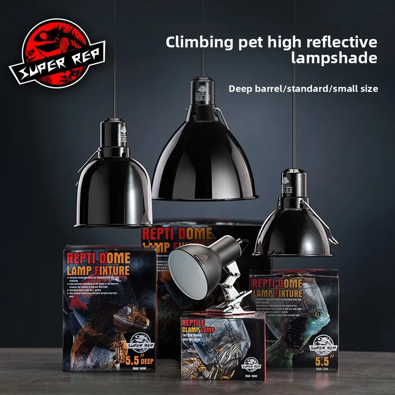 

SuperRep Deep Dome Reptile Lamp Fixture-UVA/UVB Heat Lamp Holder to Bearded Dragon&Tortoise-Adjustable Clamp&Shatterproof Shield