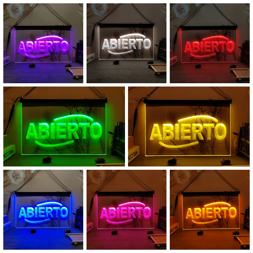ABIERTO Food Cafe Restaurant-3D Carving LED Neon Sign Home Decor Wall Wedding Creative Bedroom Desk