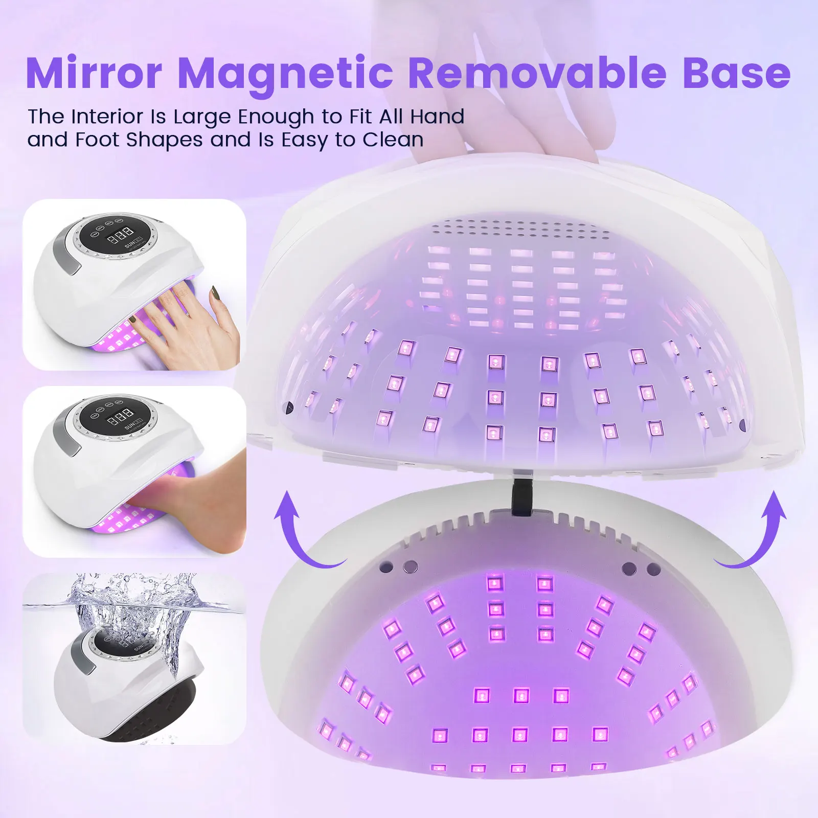 Suszarki do paznokci z 4-stopniową regulacją czasu, lampa do suszenia paznokci 10 sekund, wysokiej jakości utwardzanie, 288W, podwójne źródło światła, zapobiegająca czarnieniu dłoni.