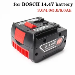 Paquete de batería de litio recargable de 14,4 V y 6000 mAh, adecuado para destornilladores de taladro inalámbrico Bosch BAT607, BAT607G, BAT614, BAT614G