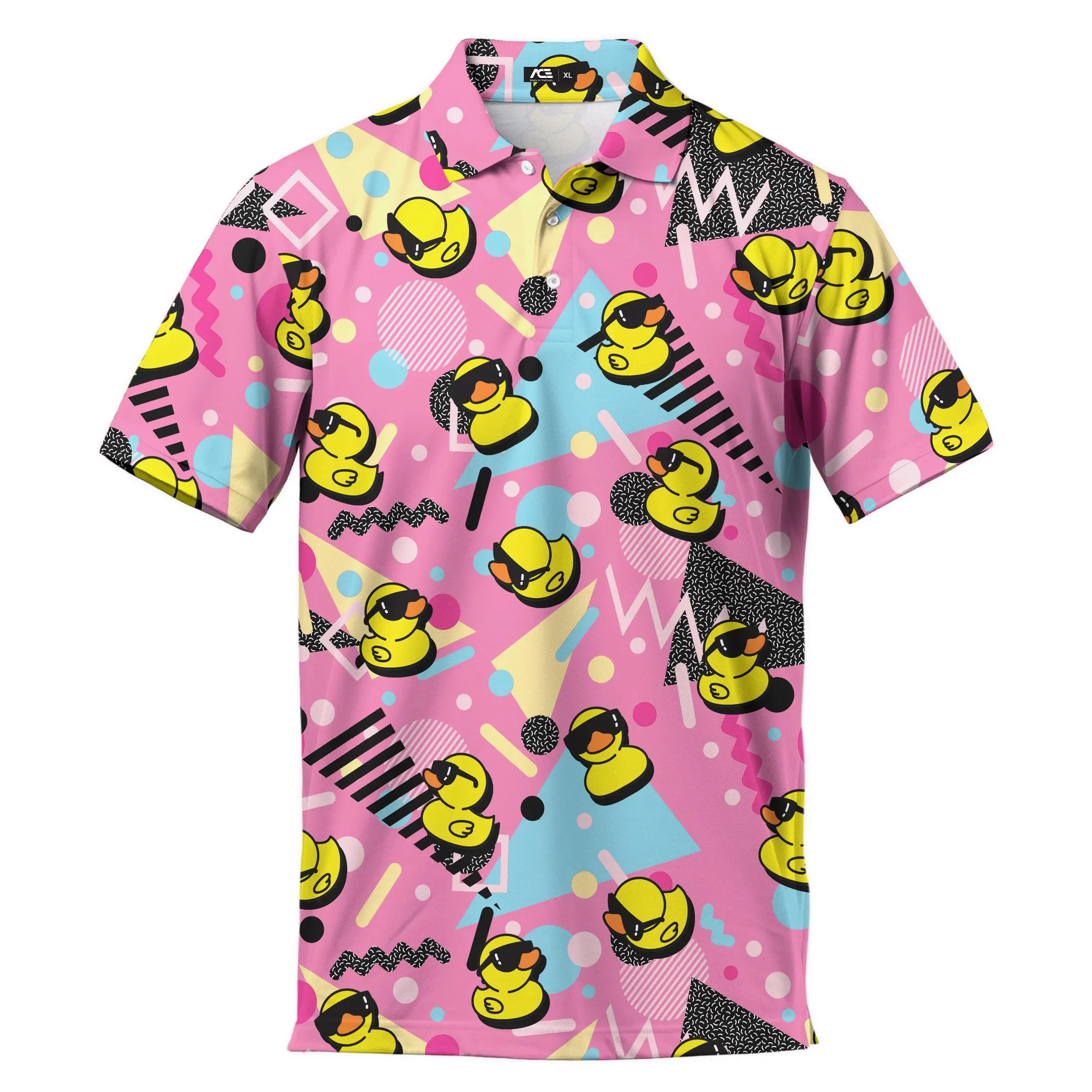 80s Rubber Duck Polo Shirts For Men Casual Duckies Bowling Shape Shirt Women Polo Shirts Short Sleeve Button Up Shirt Unisex Tee
