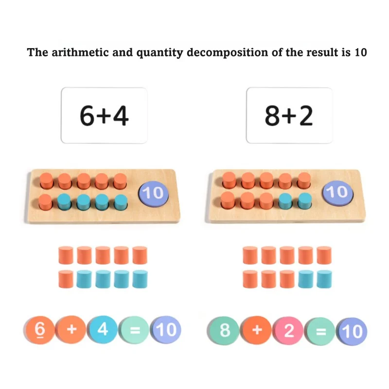 Bambini Matematica Aritmetica Decomposizione digitale in legno Aritmetica Giochi Montessori Giocattoli educativi per l'apprendimento precoce del bambino