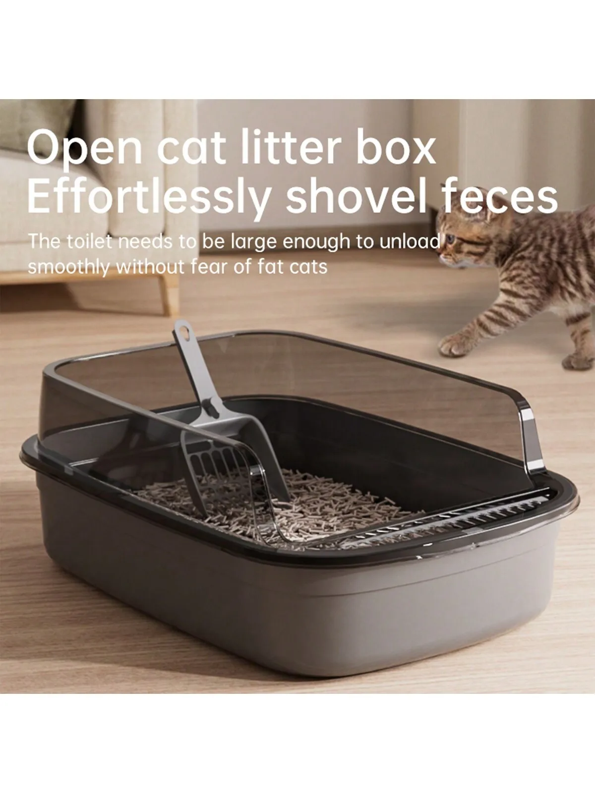

Semi Enclosed Large Cat Litter Box, Splash Proof, Easy to Clean, Cat Toilet, Indoor Pet Supplies, With Garbage Shovel