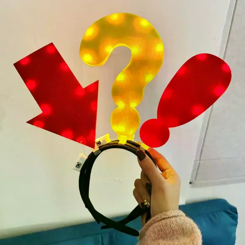 Unique Arrow Light Headband Funny Question Mark Hair Hoop For Girls Holiday Party Favors Christmas Costume Accessory Headwear