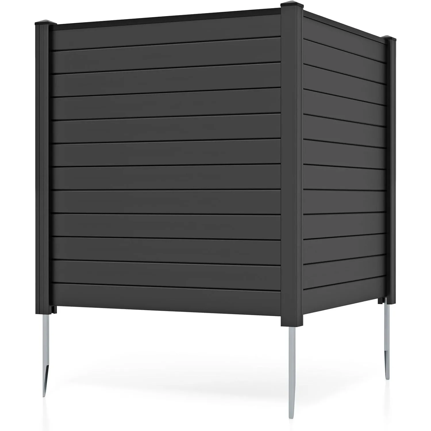 

Conditioner Fence 2 Panels - 48''W x 48''H Outdoor Privacy Screen with Upgraded Metal Stakes, PVC Trash Can Enclosure, Black