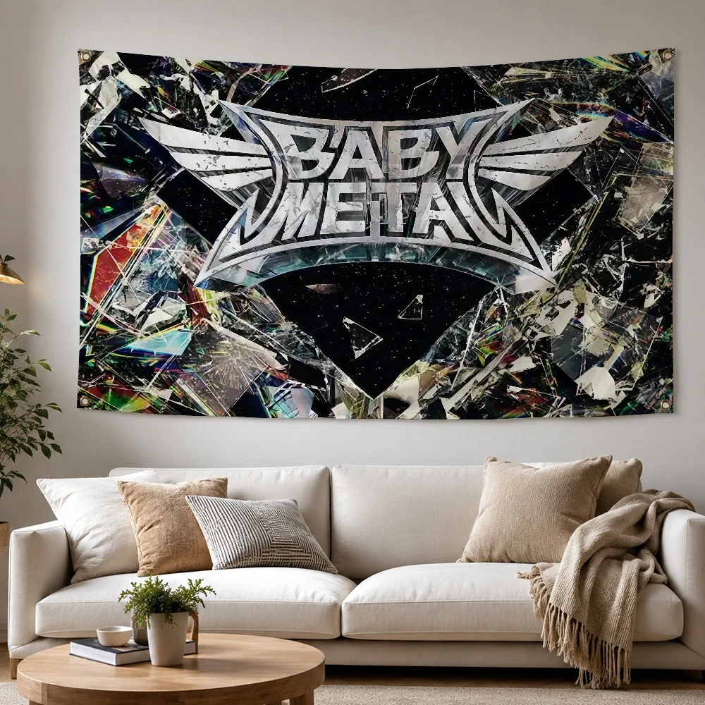 B-Babymetal Kawaii Metal Band Outdoor-Flagge für Zuhause, Camping, Party, Club, Dekoration, Garten, Hof, Wandbehang, Banner