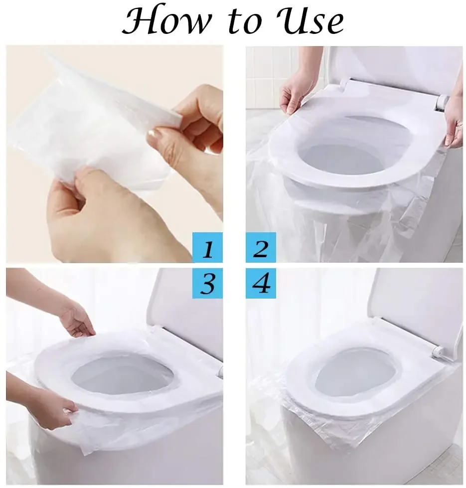 Funda de plástico desechable Biodegradable para asiento de inodoro, almohadilla de papel higiénico portátil para viaje, accesorio de baño, 6/50 Uds.