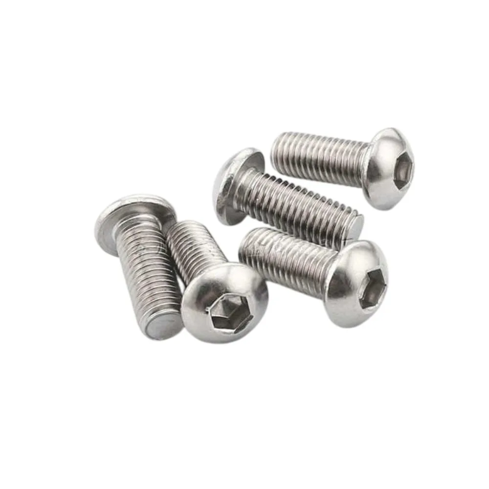 M2-M16 A2-70 304 SS Button Head Hexagon Socket Allen Screws Round Pan Head Bolts L=3~60mm Corrosion Resistant Hardware