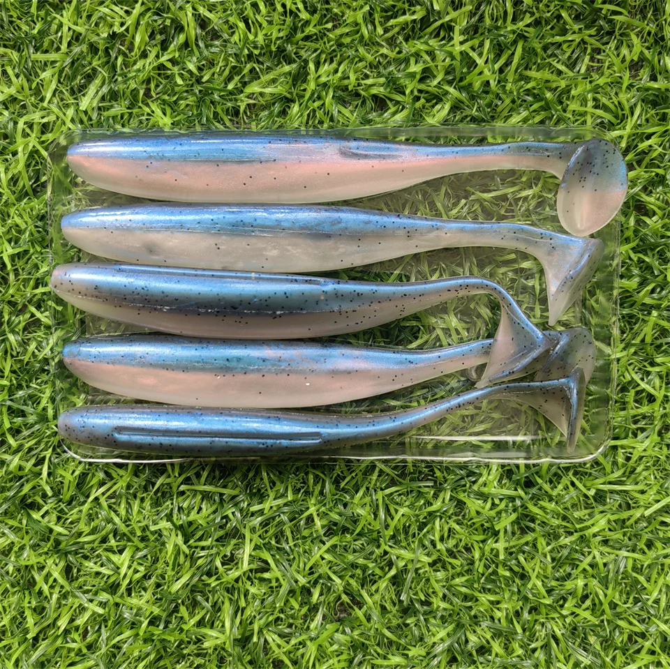 MUKUN 5 Stück 12 cm 8,5 g T-Tail Swimbait Weicher Silikon-Wurmköder Künstlicher Köder Wobbler für Meeres- und Süßwasser-Angelausrüstung