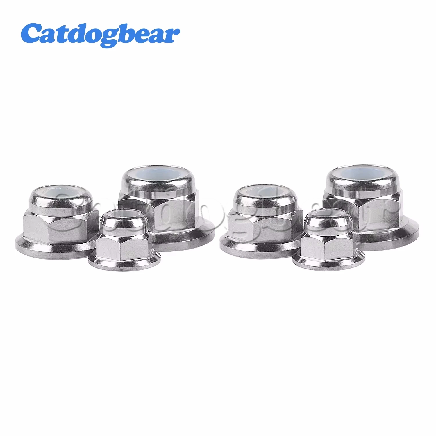 

Catdogbear 4Pcs Titanium Ti M6 M8 M10 M12 Flange Lock Nut Srews for Bike