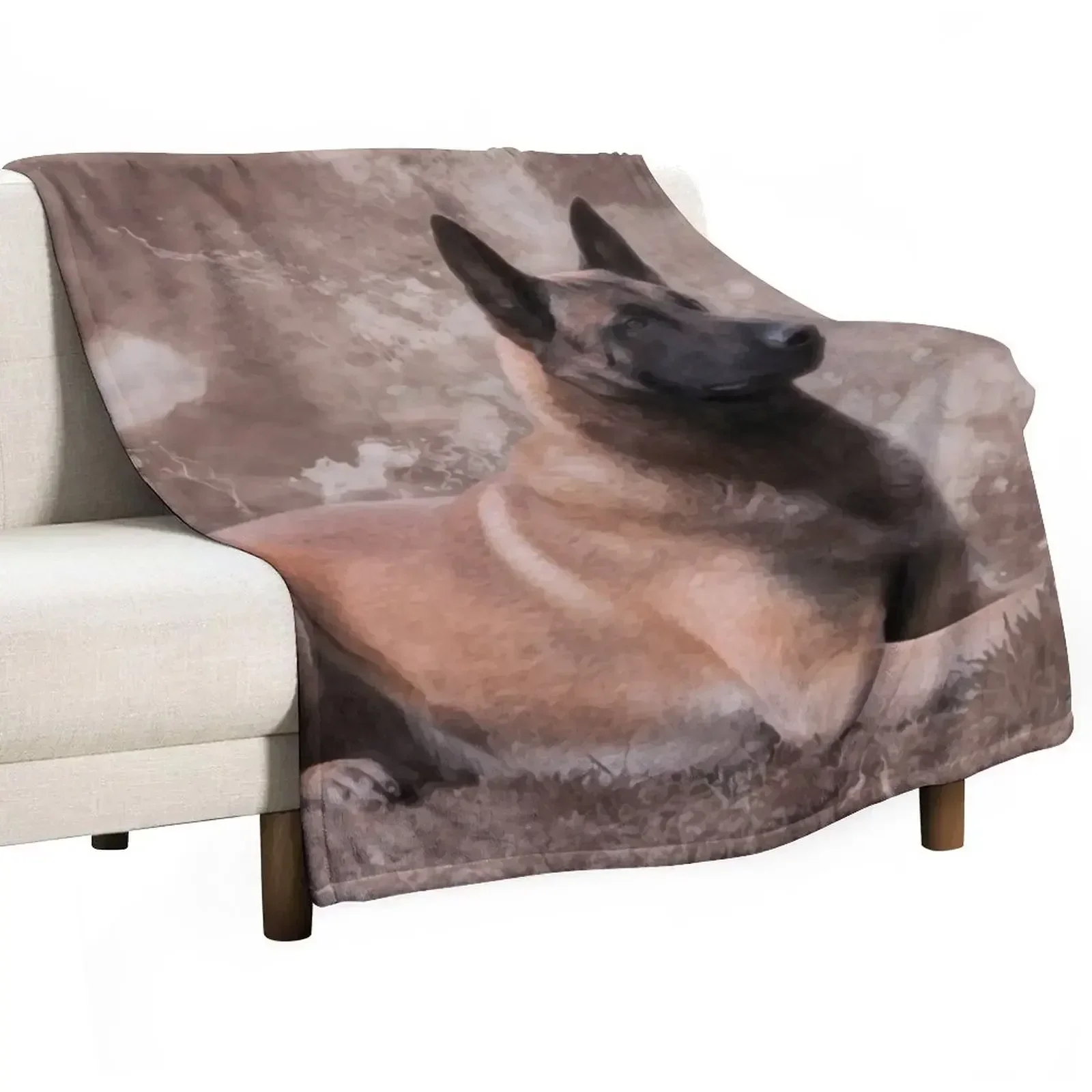 MalinoisBelgian shepherd - Mechelaar Throw Blanket Loose Comforter Personalized Gift For Baby Cute Plaid Furrys Blankets