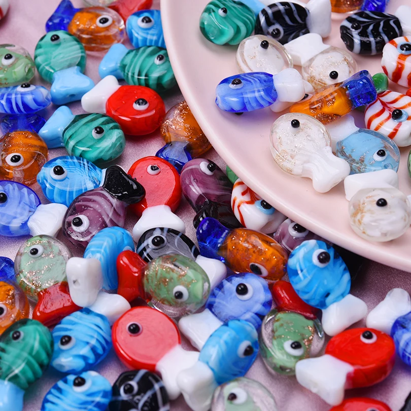 

6/12Pcs Kawaii Mini Glass Fish Sea Animal Beads Mix Colors Marine Life DIY Women Fashion Necklaces Ornaments Jewelry Making Bulk