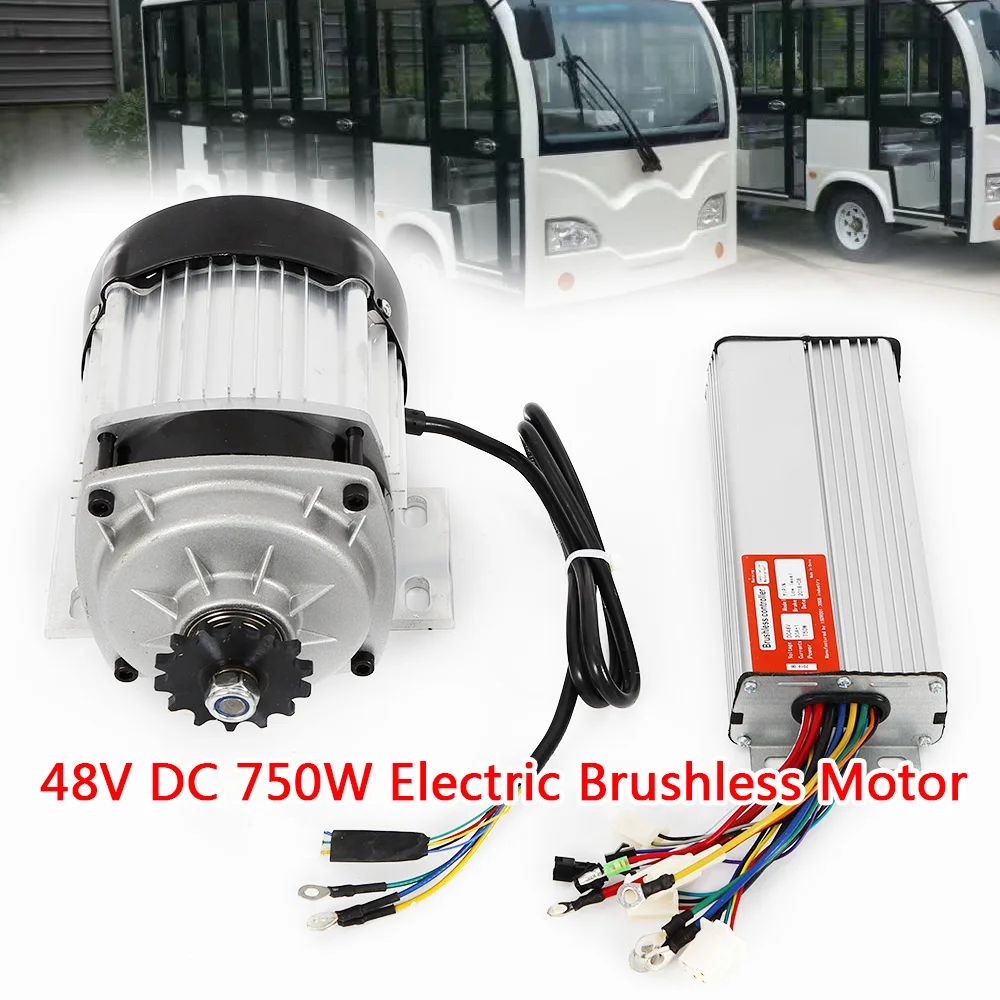 Driewieler Borstelloze Motor Met Controller Permanente Magneet Elektrische Scooter Motor Go Kart Versnelling Atv Versnelling Reductie Dc 48V 750W